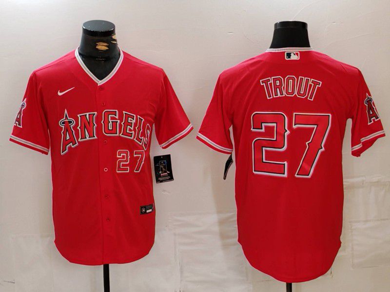 Men Los Angeles Angels #27 Trout Red Nike Game 2024 MLB Jersey style 1->los angeles angels->MLB Jersey